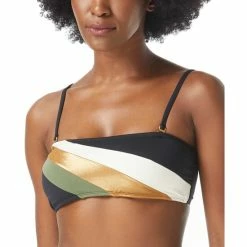 Cheapest ๐คฉ Vince Camuto Colorblocked Bandeau ๐ Bikini Top Black Multi ๐