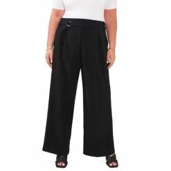 Best Sale ✔️ Vince Camuto Plus Size Belted Wide-Leg Pants Rich Black ✨