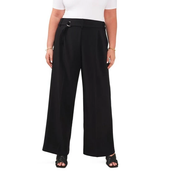 Best Sale ✔️ Vince Camuto Plus Size Belted Wide-Leg Pants Rich Black ✨ 1 Best Sale ✔️ Vince Camuto Plus Size Belted Wide-Leg Pants Rich Black ✨