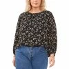 Best reviews of 😀 Vince Camuto Plus Size Printed Blouson-Sleeve Top Rich Black 🔥