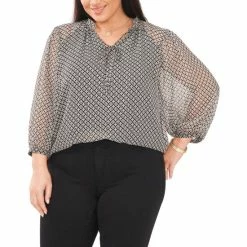 Brand new ๐ Vince Camuto Plus Size Printed Split-Neck Peasant Top New Ivory ๐