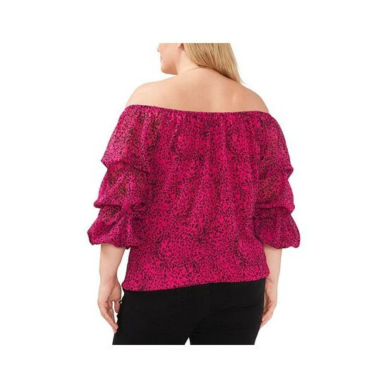 Deals โ Vince Camuto Plus Size Off-The-Shoulder Bubble-Sleeve Printed Blouse Pomegranate Pink ๐ 2 Deals โ Vince Camuto Plus Size Off-The-Shoulder Bubble-Sleeve Printed Blouse Pomegranate Pink ๐ - Image 2