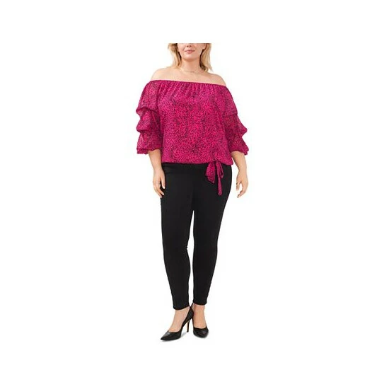 Deals โ Vince Camuto Plus Size Off-The-Shoulder Bubble-Sleeve Printed Blouse Pomegranate Pink ๐ 3 Deals โ Vince Camuto Plus Size Off-The-Shoulder Bubble-Sleeve Printed Blouse Pomegranate Pink ๐ - Image 3